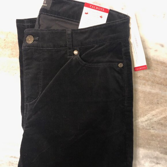 NWT Talbots The Flawless Five-Pocket Cord Straight-Leg Black Corduroy Pants 4 - Picture 5 of 13